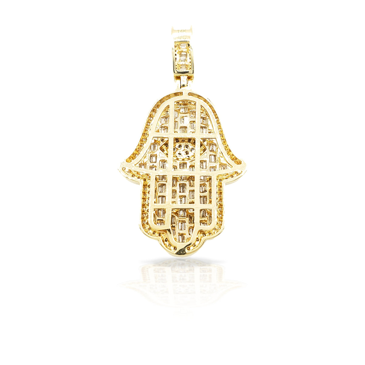14K Eye Baguette Diamond Hamsa With 2.34 Carats Of Diamonds