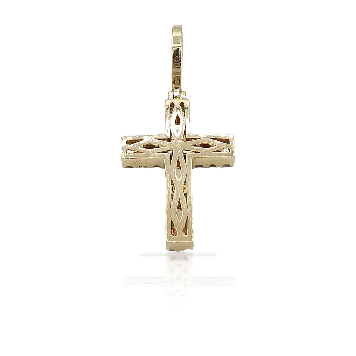 2.0 14K Two Row Diamond Cross With 1.10 Carats Of Diamonds
