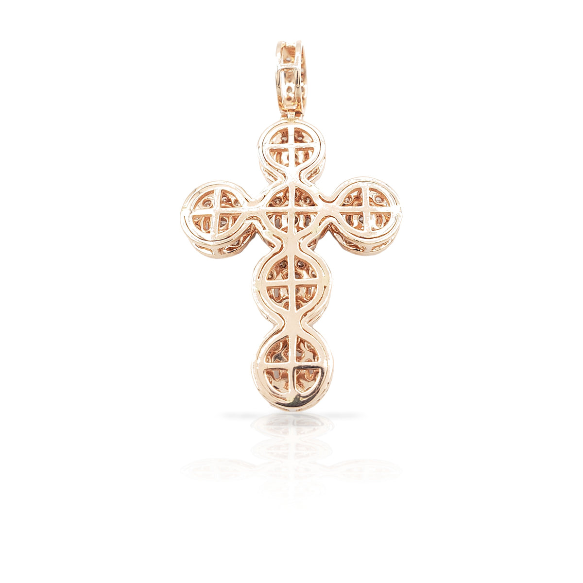 14K Circle Rose Diamond Cross With 2.76 Carats Of Diamonds