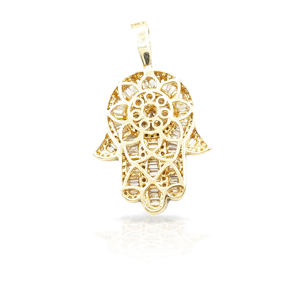 14K Baguette Diamond Hamsa With 3.05 Carats Of Diamonds