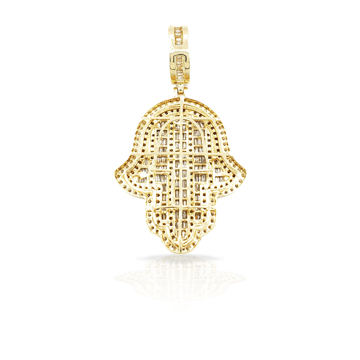 14K Baguette Diamond Hamsa With 4.57 Carats Of Diamonds