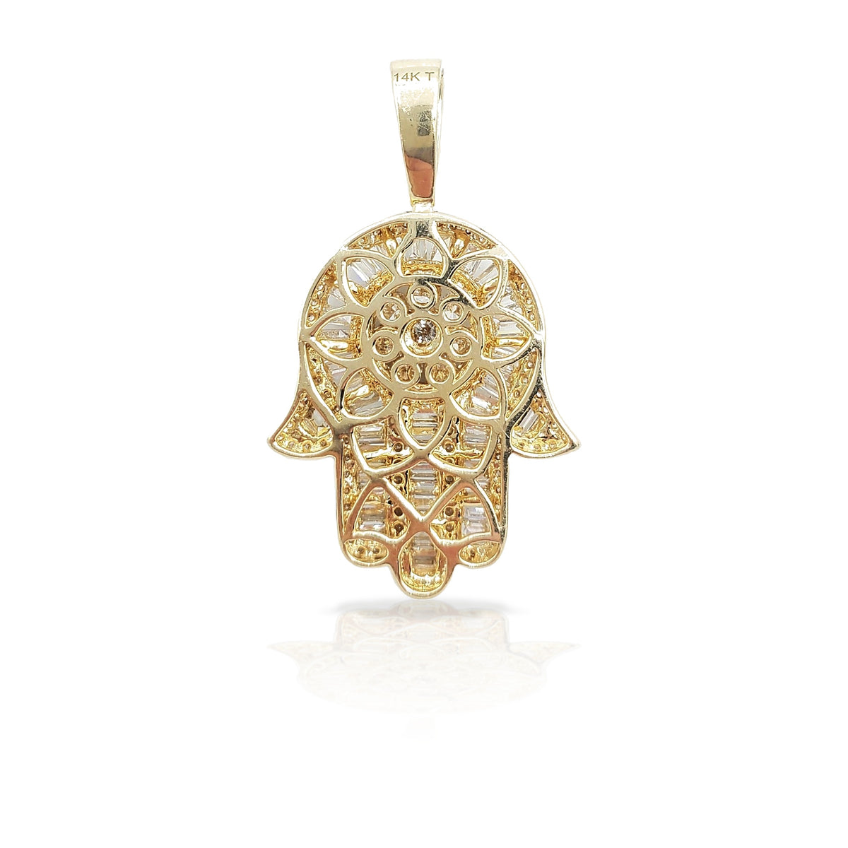 14K Baguette Diamond Hamsa With 3.05 Carats Of Diamonds