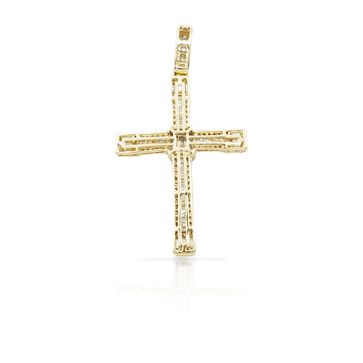 2.0 14K Diamond Baguette Cross With 1.63 Carats Of Diamonds