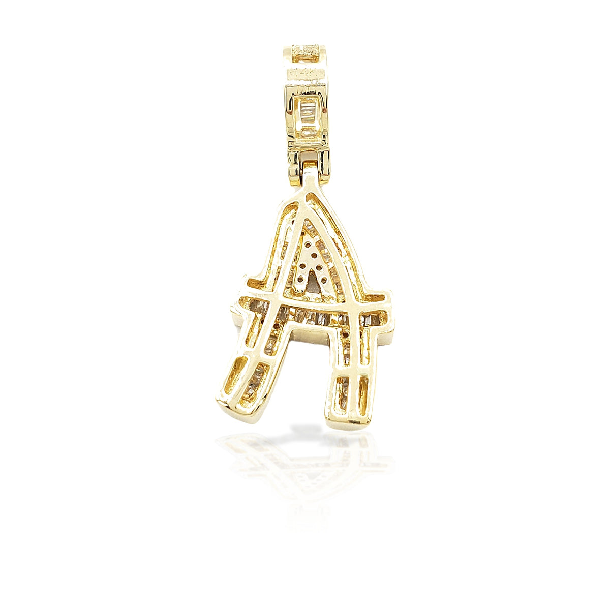 14K Gold Baguette Diamond Letter Pendants