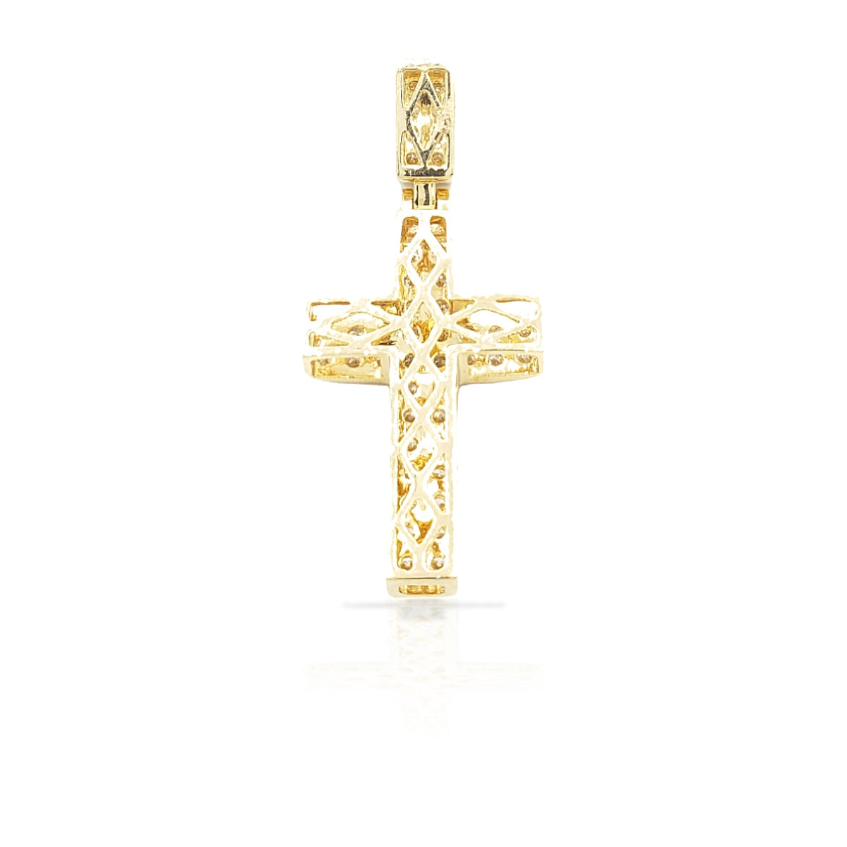 2.0 14K Two Row Diamond Cross With 1.34 Carats Of Diamonds