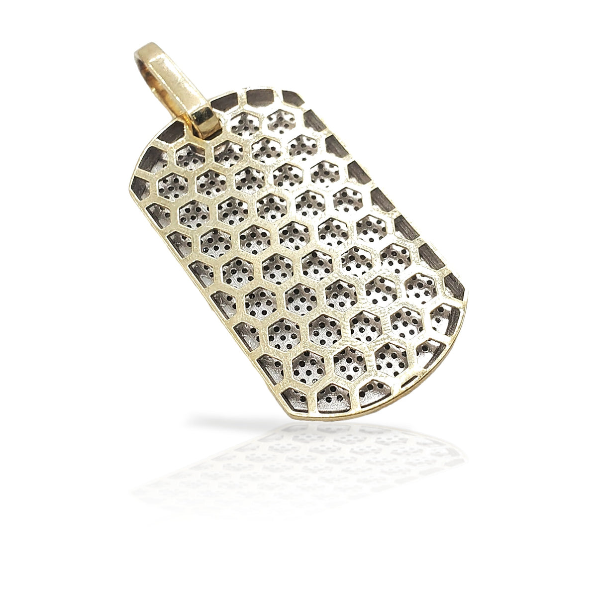 10K Gold Diamond Dog Tag Pendant