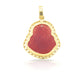14K Yellow Gold Diamond Buddha With Red Jade