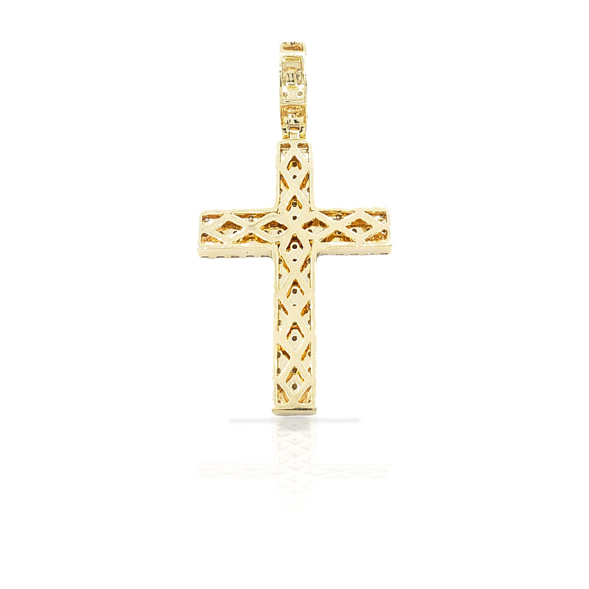 14K Three Row Diamond Cross With 1.69 Carats Of Diamonds