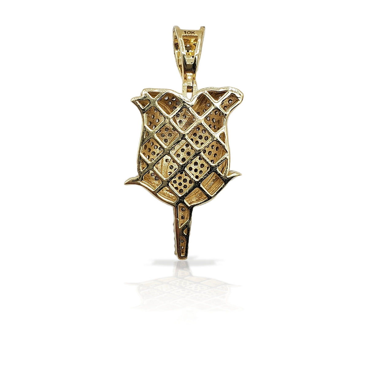 10K Gold Diamond Rose Petal Pendant