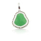 14K White Gold Diamond Buddha With Green Jade