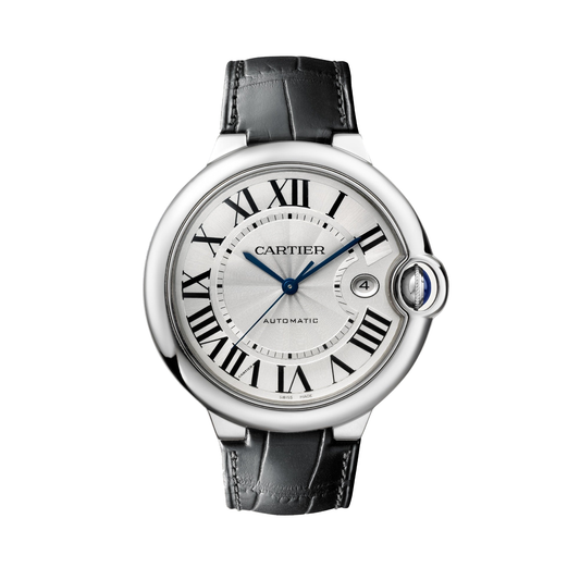 Cartier Ballon Bleu de Cartier WSBB0026 - 42 mm Steel, Silvered guilloché opaline Dial, Black alligator leather strap