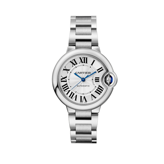 Cartier Ballon Bleu de Cartier WSBB0044 - 33 mm Steel, Silvered guilloché Dial, Interchangeable steel bracelet
