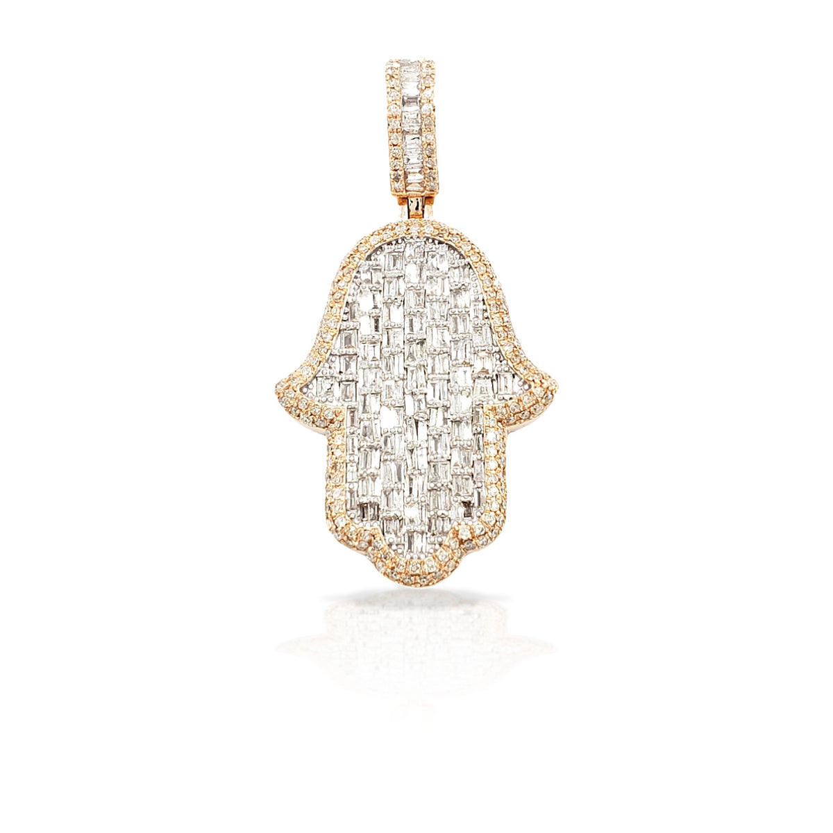 14K Baguette Diamond Hamsa With 2.63 Carats Of Diamonds