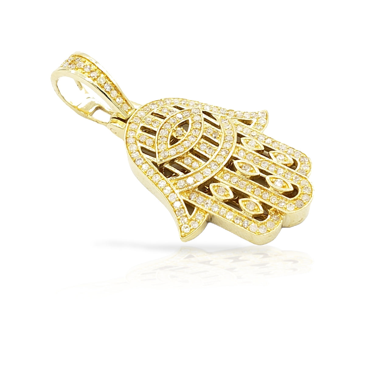14K Diamond Hamsa With 0.76 Carats Of Diamonds