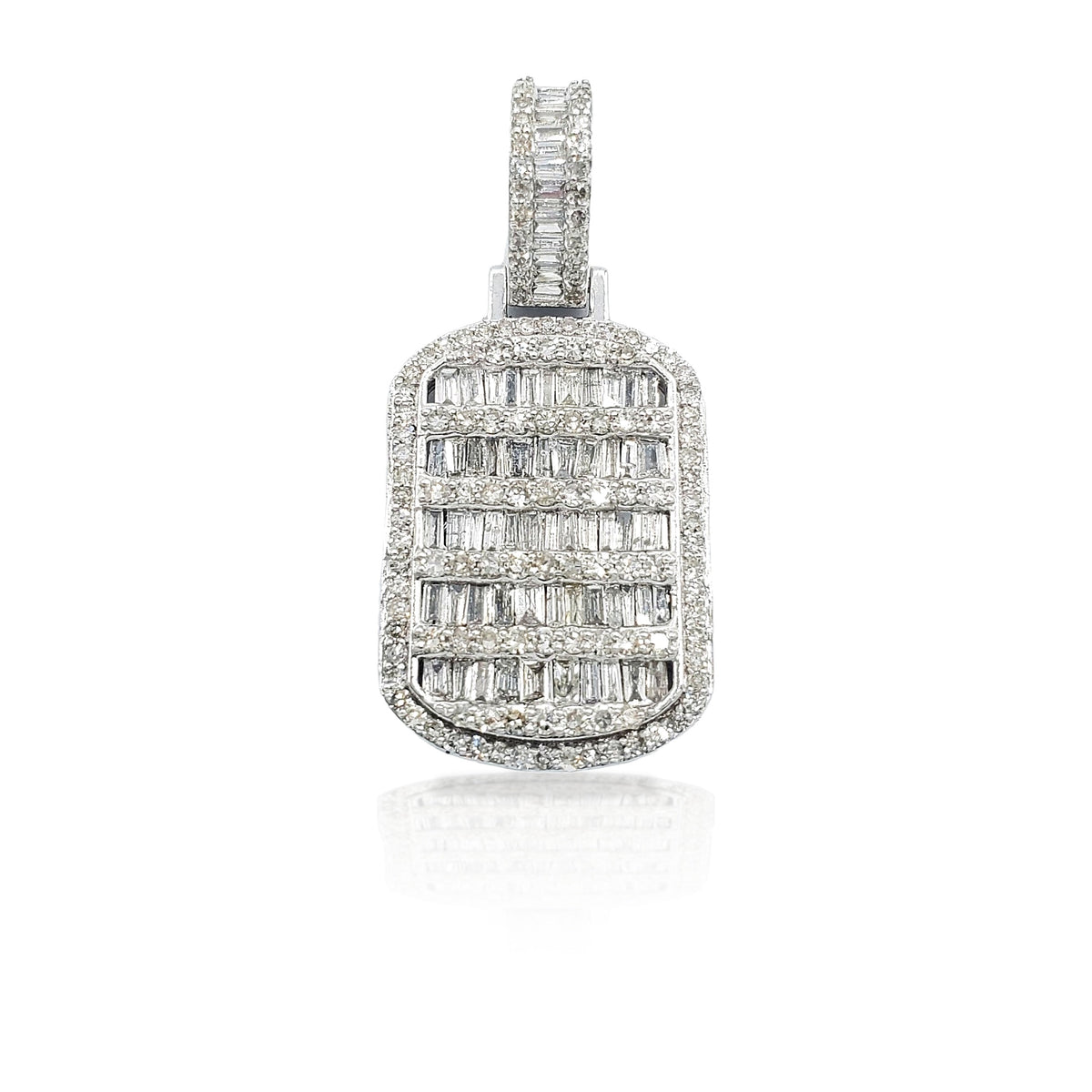 14K Baguette Diamond Dog Tag With 1.84 Carats Of Diamonds