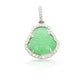 14K White Gold Diamond Buddha With Green Jade