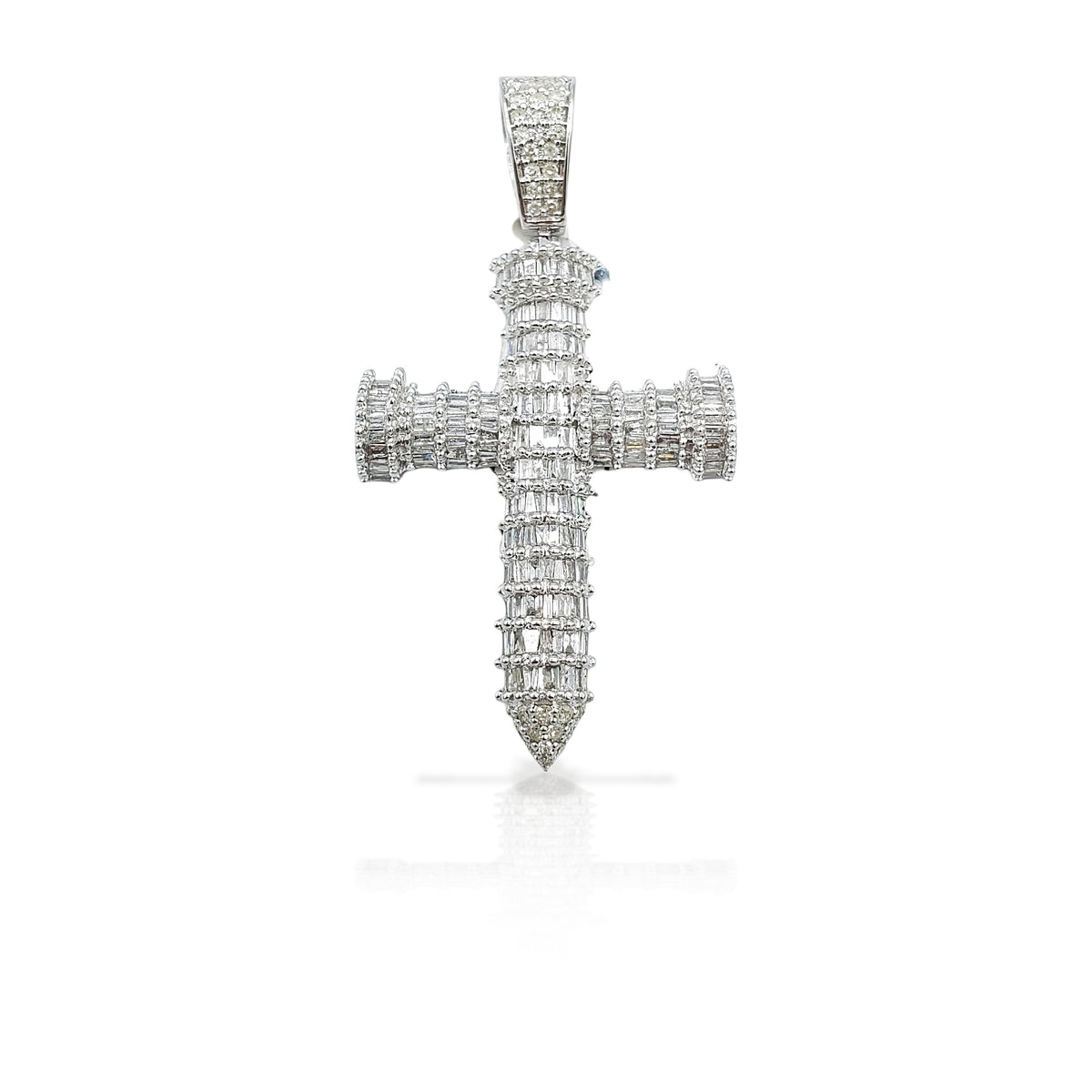 14K Baguette Diamond Cross With 2.13 Carats Of Diamonds