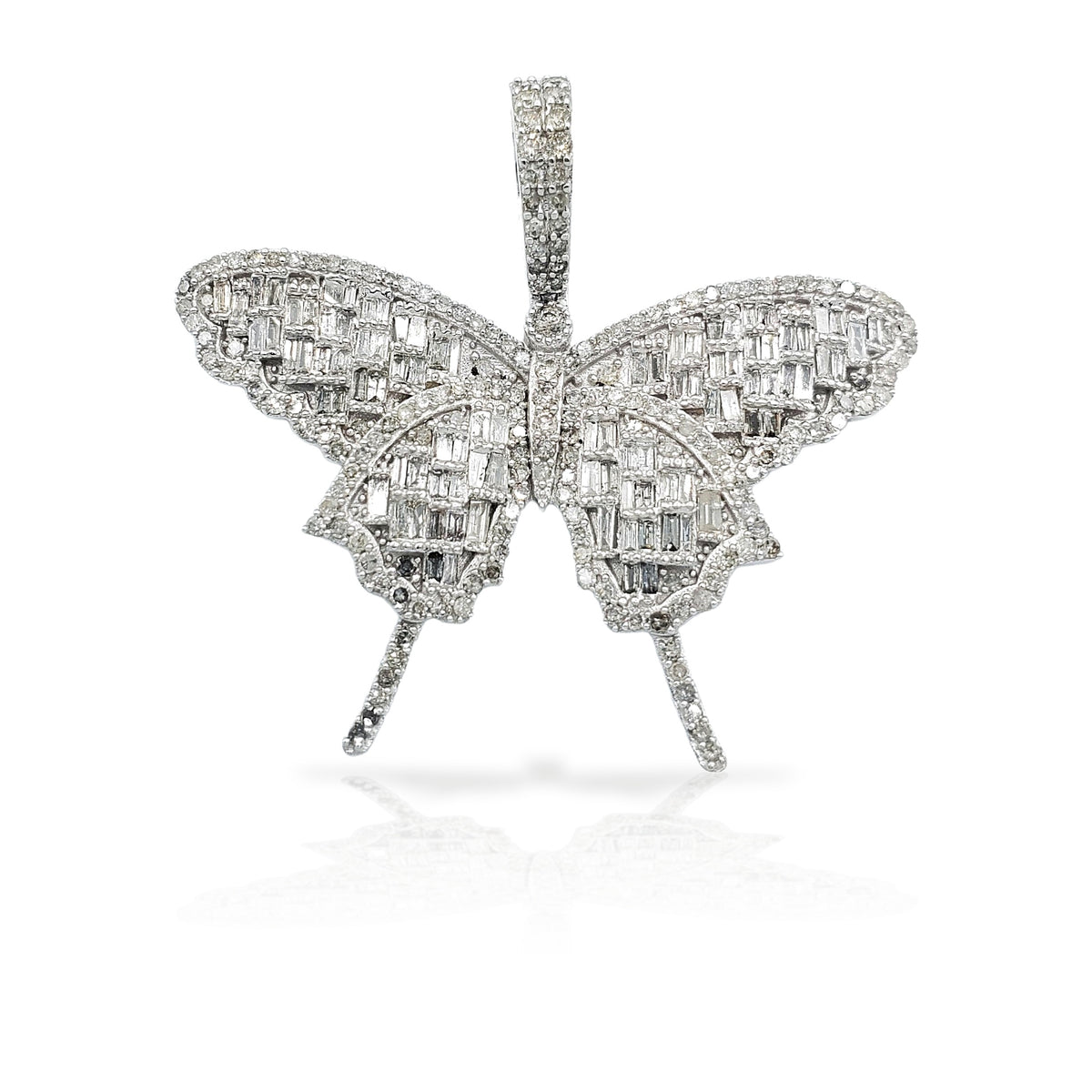 14K Baguette Diamond Butterfly With 1.98 Carats Of Diamonds