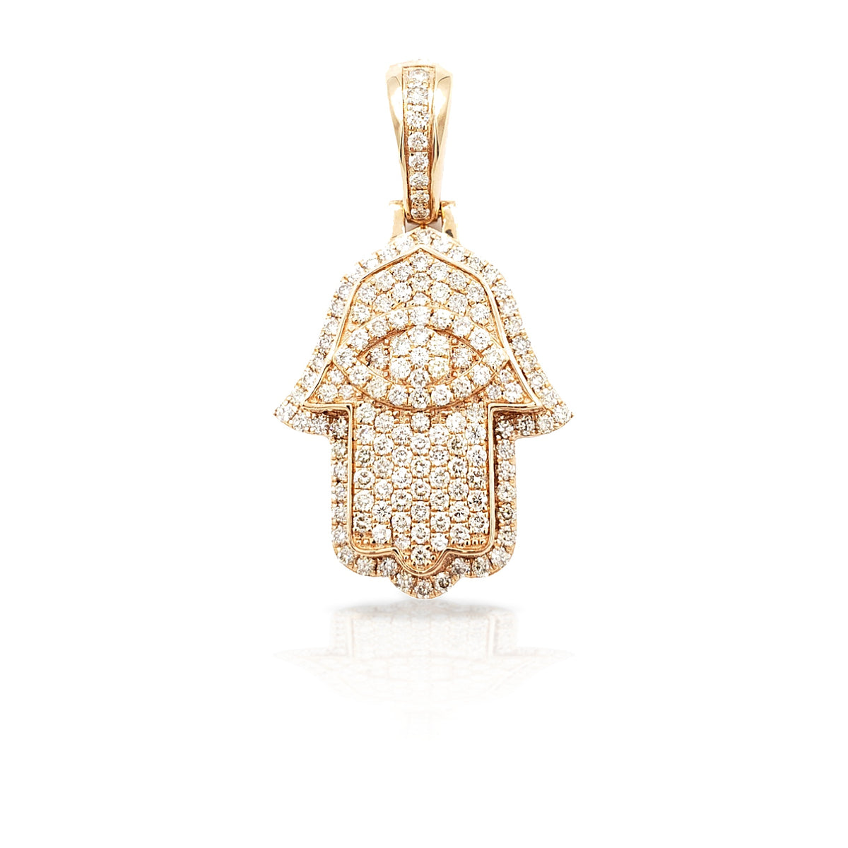 14K Eye Diamond Hamsa With 1.91 Carats Of Diamonds