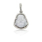 14K White Gold Diamond Buddha With White Jade