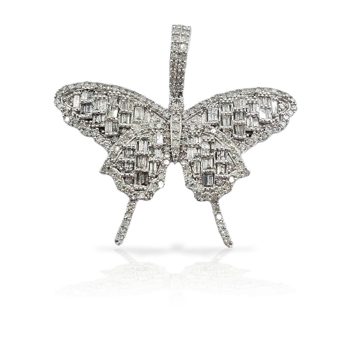 14K Baguette Diamond Butterfly With 1.56 Carats Of Diamonds