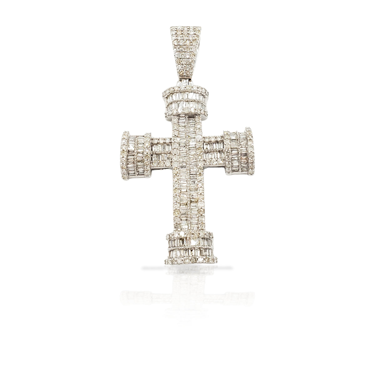 14K Baguette Diamond Cross With 2.69 Carats Of Diamonds