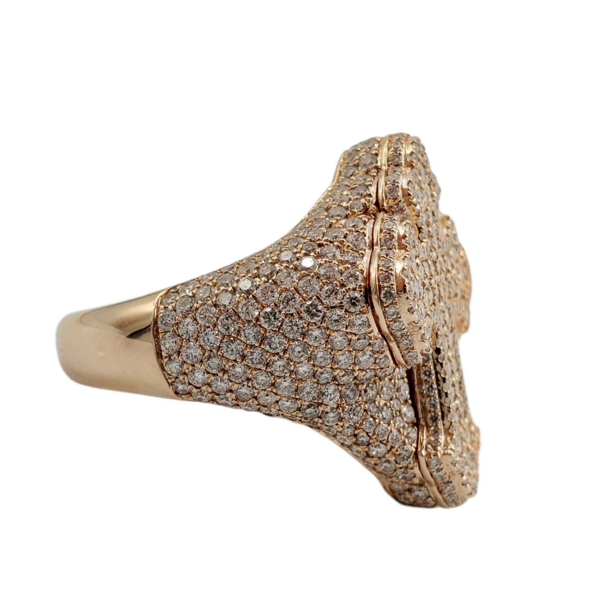 14K Gold Natural Diamond Cross Ring for Men – 4.98 CTW