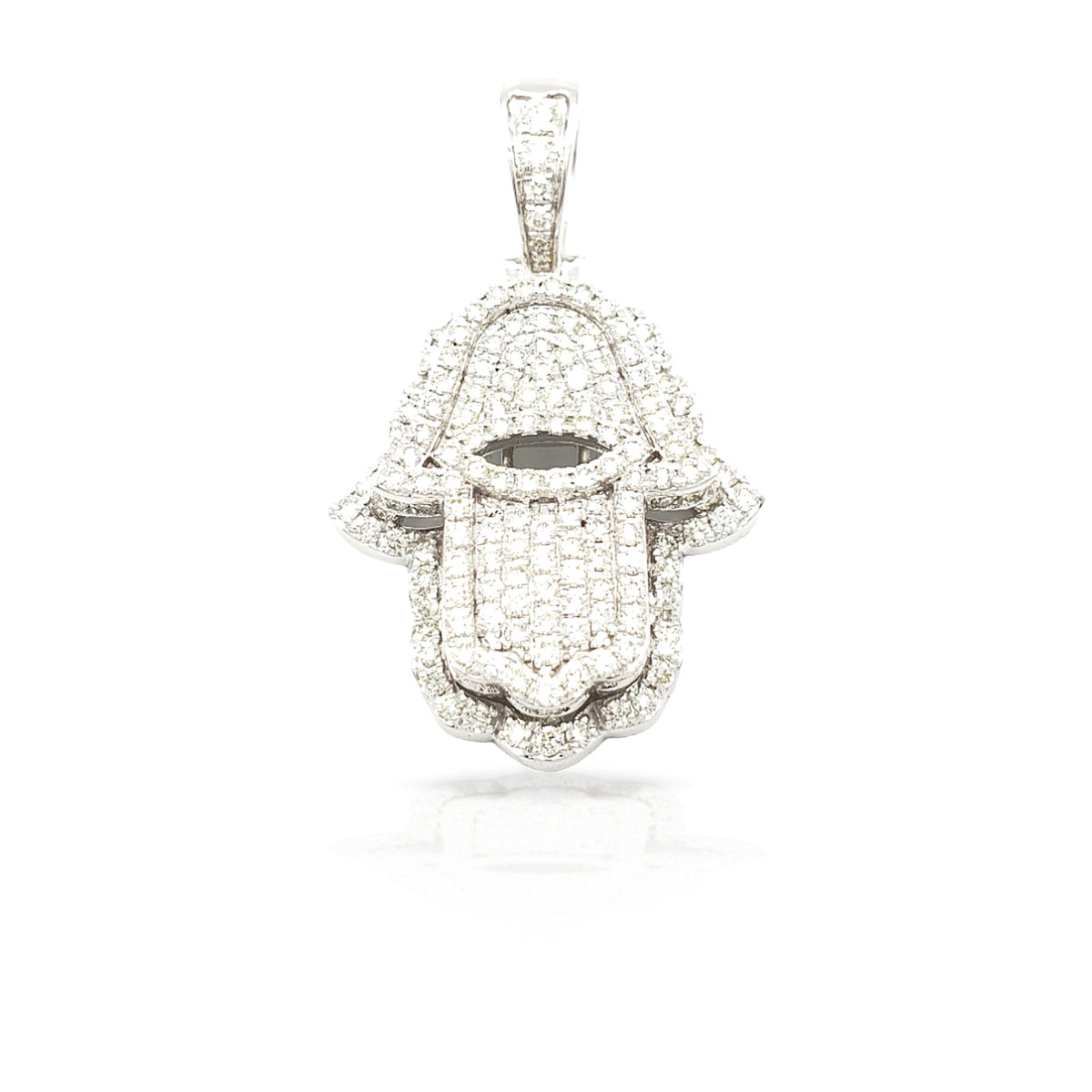 14K Eye Hole Diamond Hamsa With 2.48 Carats Of Diamonds