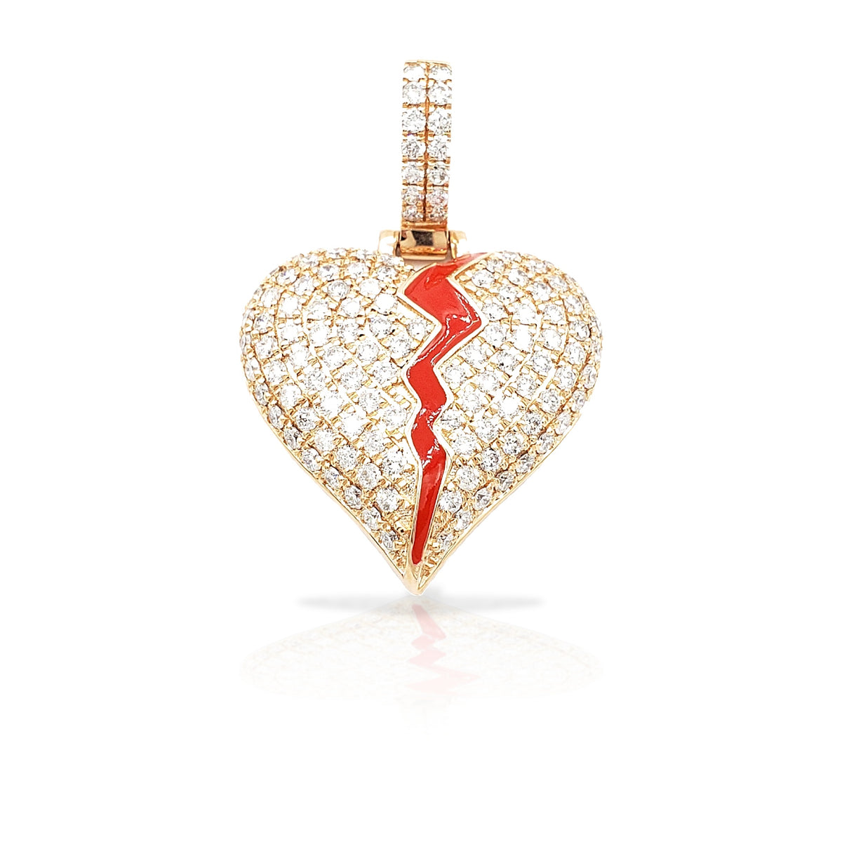 14K Diamond Broken Heart With 2.64 Carats Of Diamonds