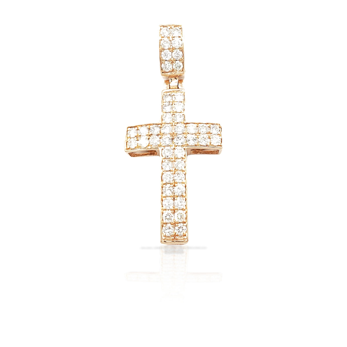 2.0 14K Two Row Diamond Cross With 1.34 Carats Of Diamonds