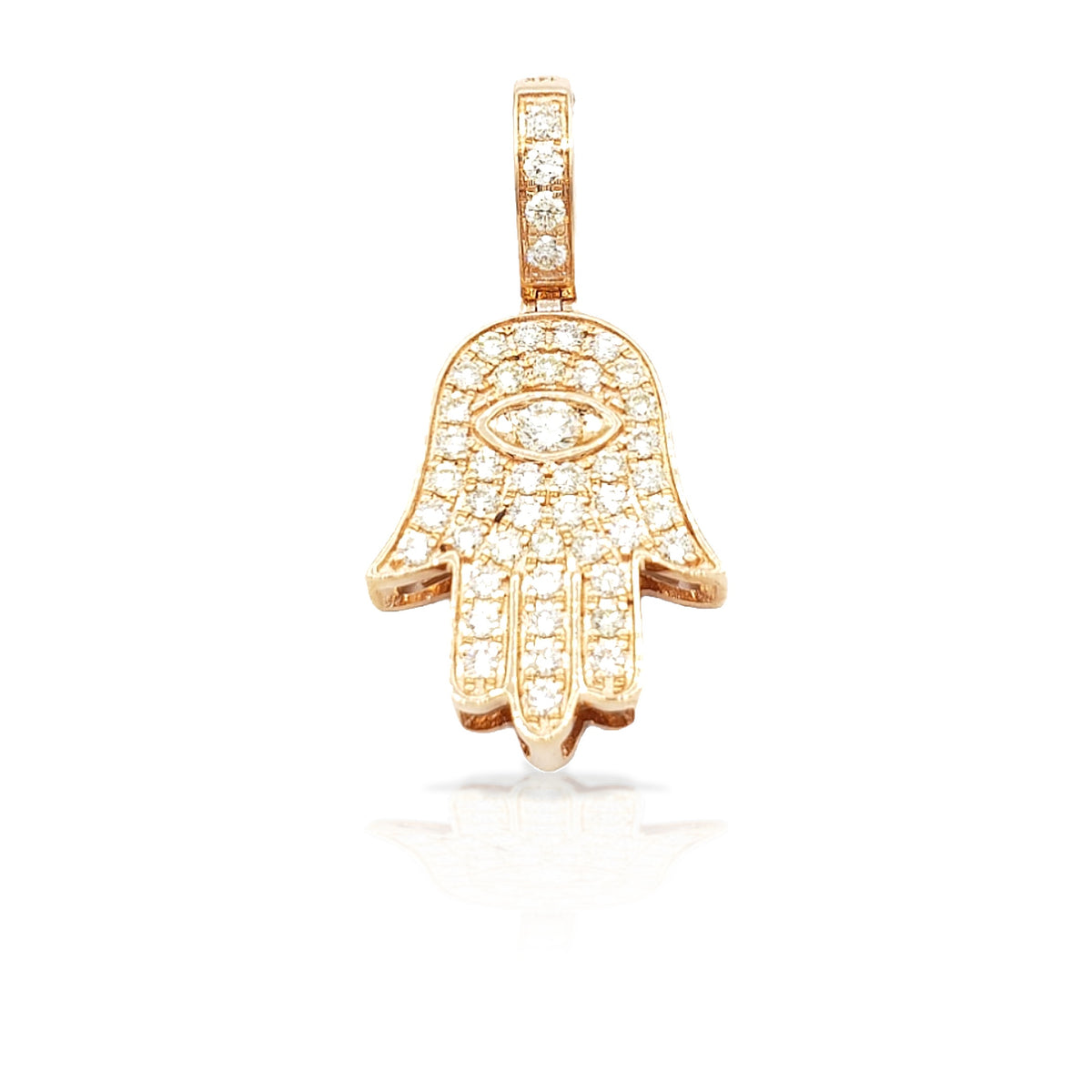 14K Eye Diamond Hamsa With 0.84 Carats Of Diamonds