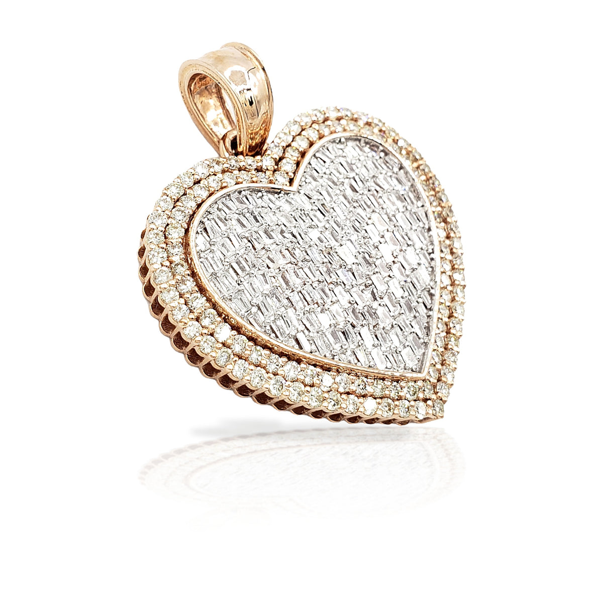 14K Baguette Diamond Heart With 4.23 Carats Of Diamonds