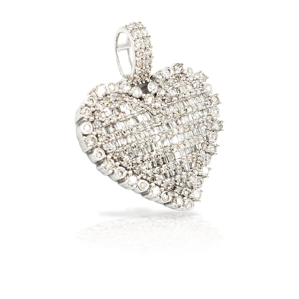 14K Baguette Diamond Heart With 2.63 Carats Of Diamonds