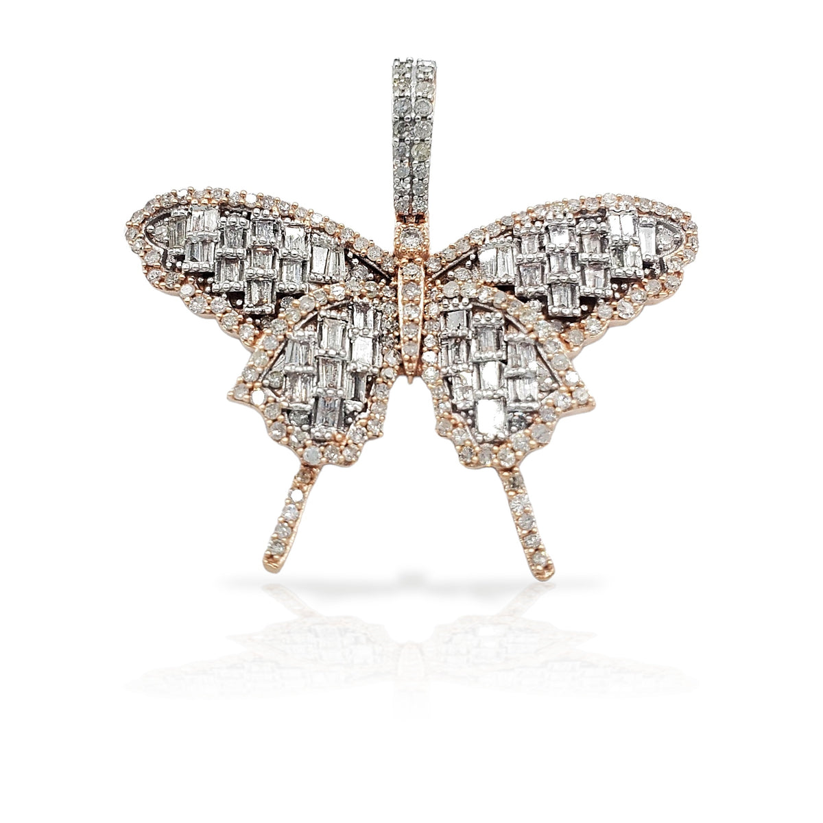 14K Baguette Diamond Butterfly With 1.56 Carats Of Diamonds