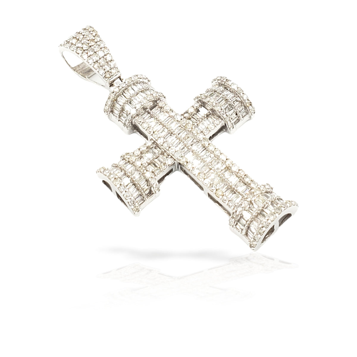 14K Baguette Diamond Cross With 2.69 Carats Of Diamonds