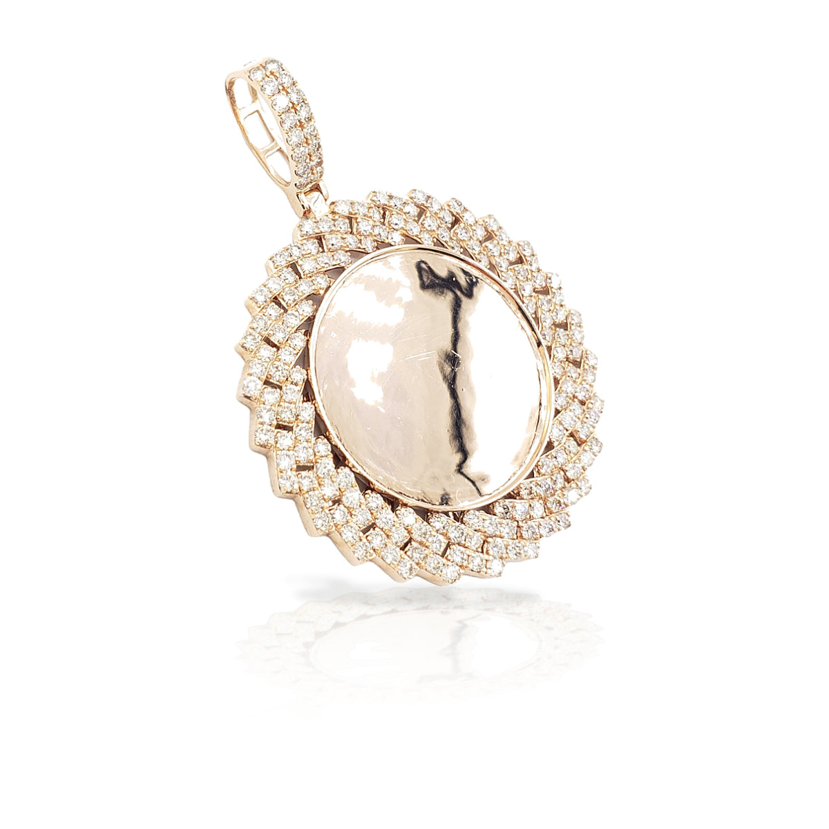 14K Cuban Diamond Picture Pendant With 3.85 Carats Of Diamonds