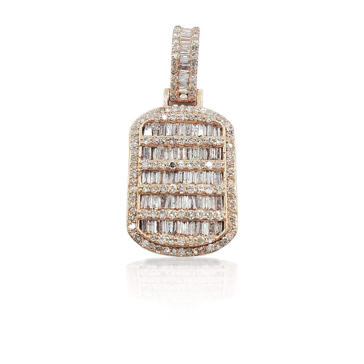 14K Baguette Diamond Dog Tag With 1.84 Carats Of Diamonds