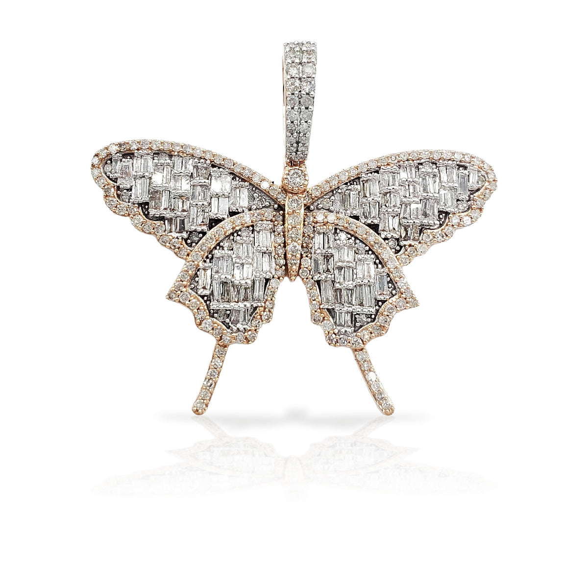 14K Baguette Diamond Butterfly With 1.98 Carats Of Diamonds