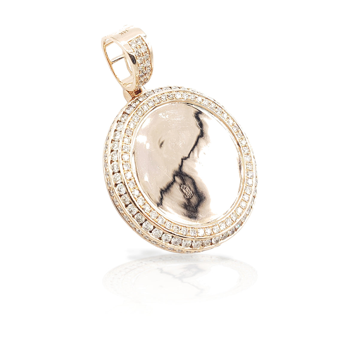 14K Three Row Diamond Picture Pendant With 4.25 Carats Of Diamonds