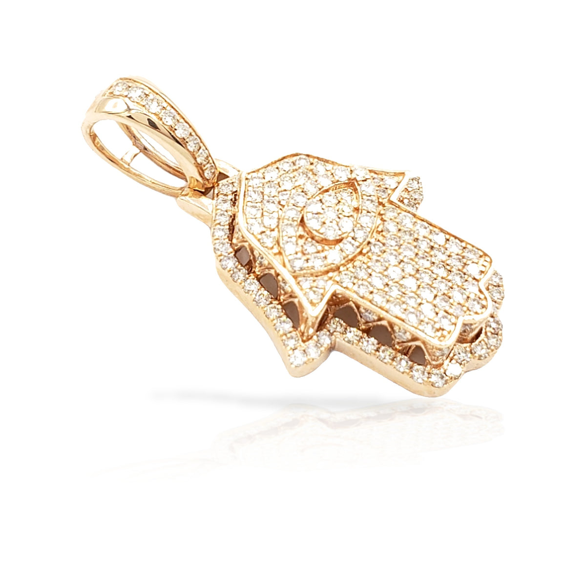 14K Eye Diamond Hamsa With 1.91 Carats Of Diamonds
