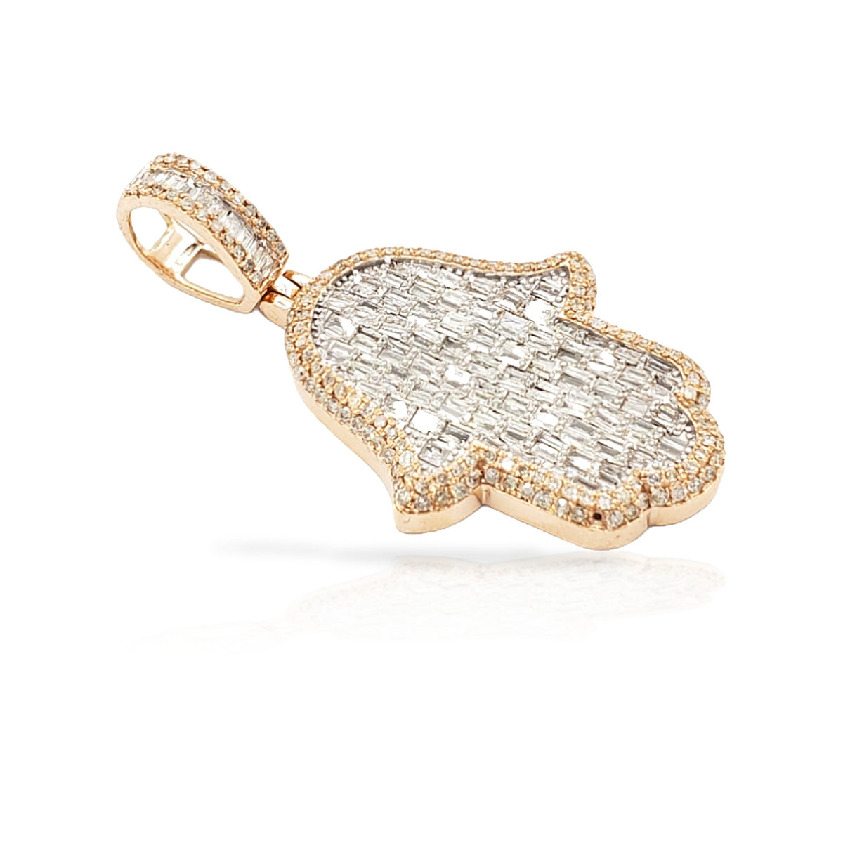 14K Baguette Diamond Hamsa With 2.63 Carats Of Diamonds