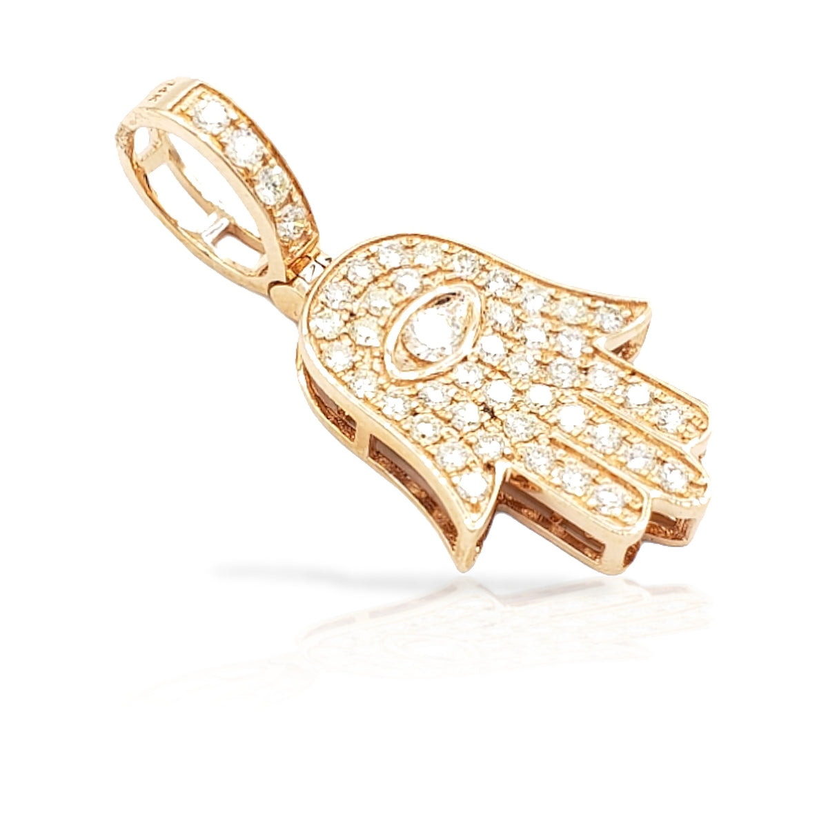 14K Eye Diamond Hamsa With 0.84 Carats Of Diamonds