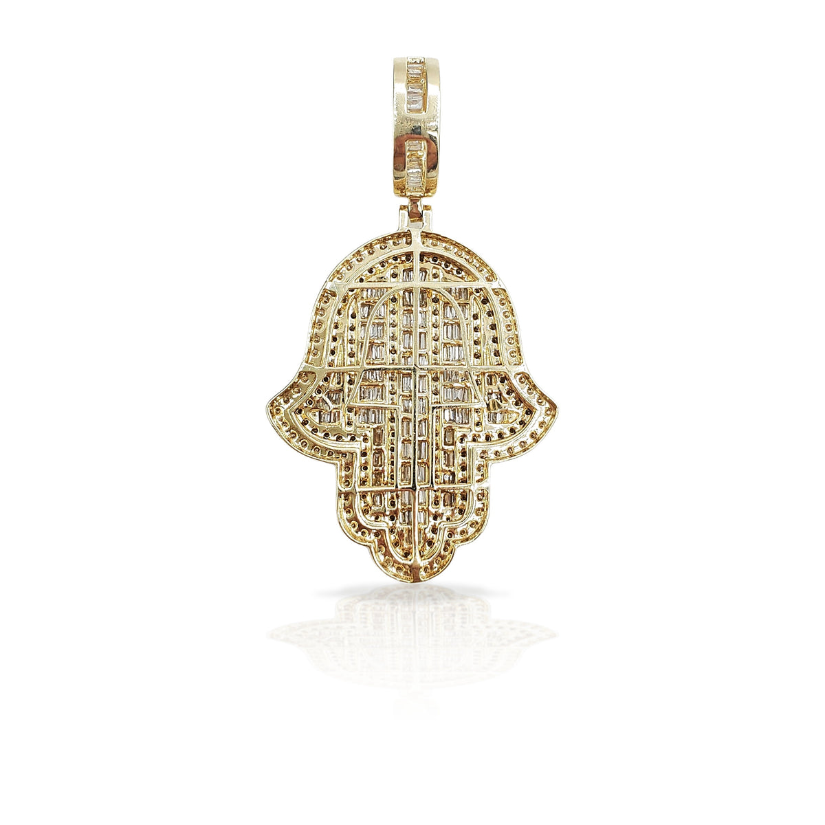 14K Baguette Diamond Hamsa With 4.57 Carats Of Diamonds