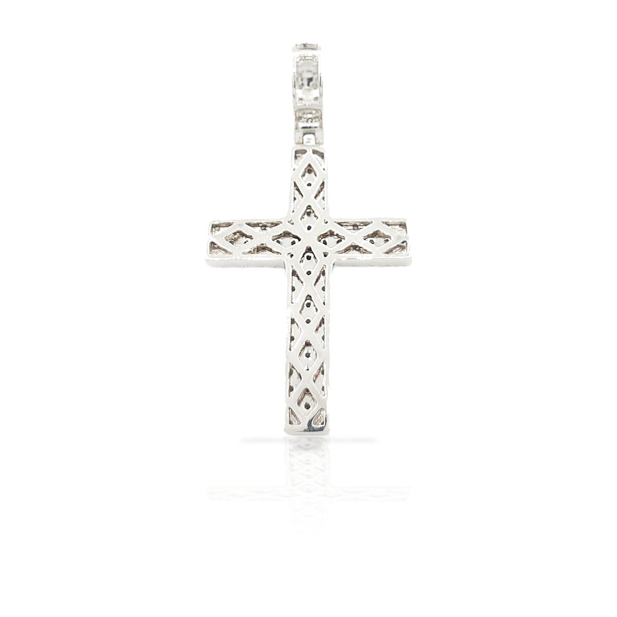 14K Three Row Diamond Cross With 1.69 Carats Of Diamonds
