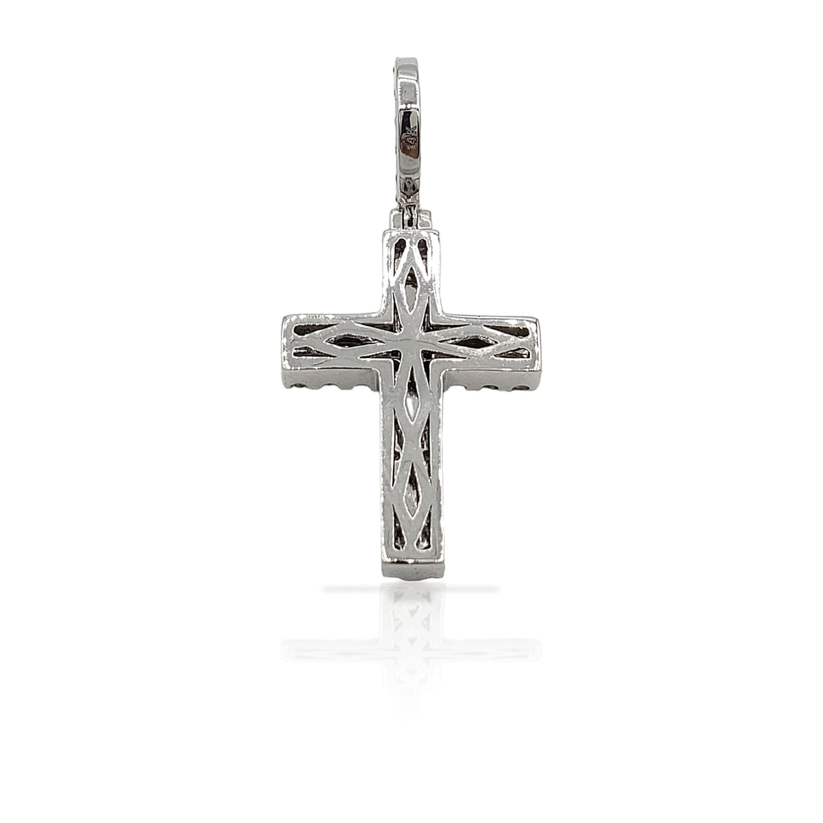 2.0 14K Two Row Diamond Cross With 1.10 Carats Of Diamonds
