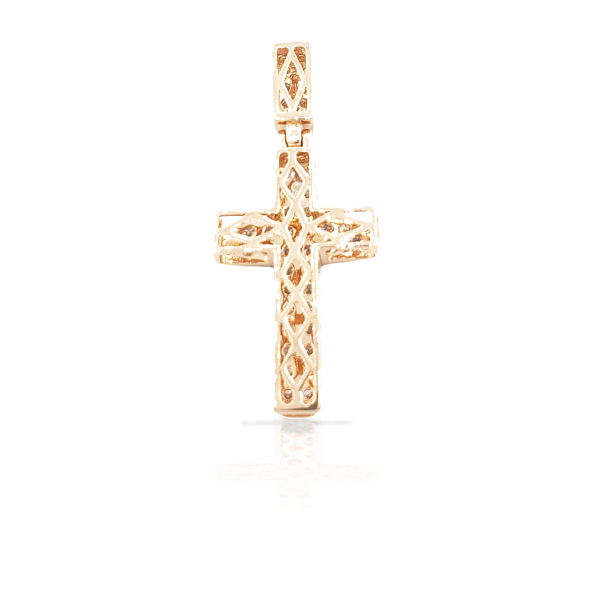 2.0 14K Two Row Diamond Cross With 1.34 Carats Of Diamonds