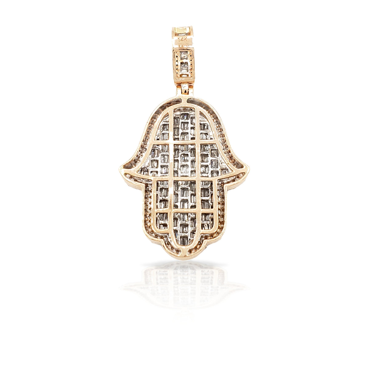 14K Baguette Diamond Hamsa With 2.63 Carats Of Diamonds
