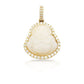14K Yellow Gold Diamond Buddha With Grey Jade