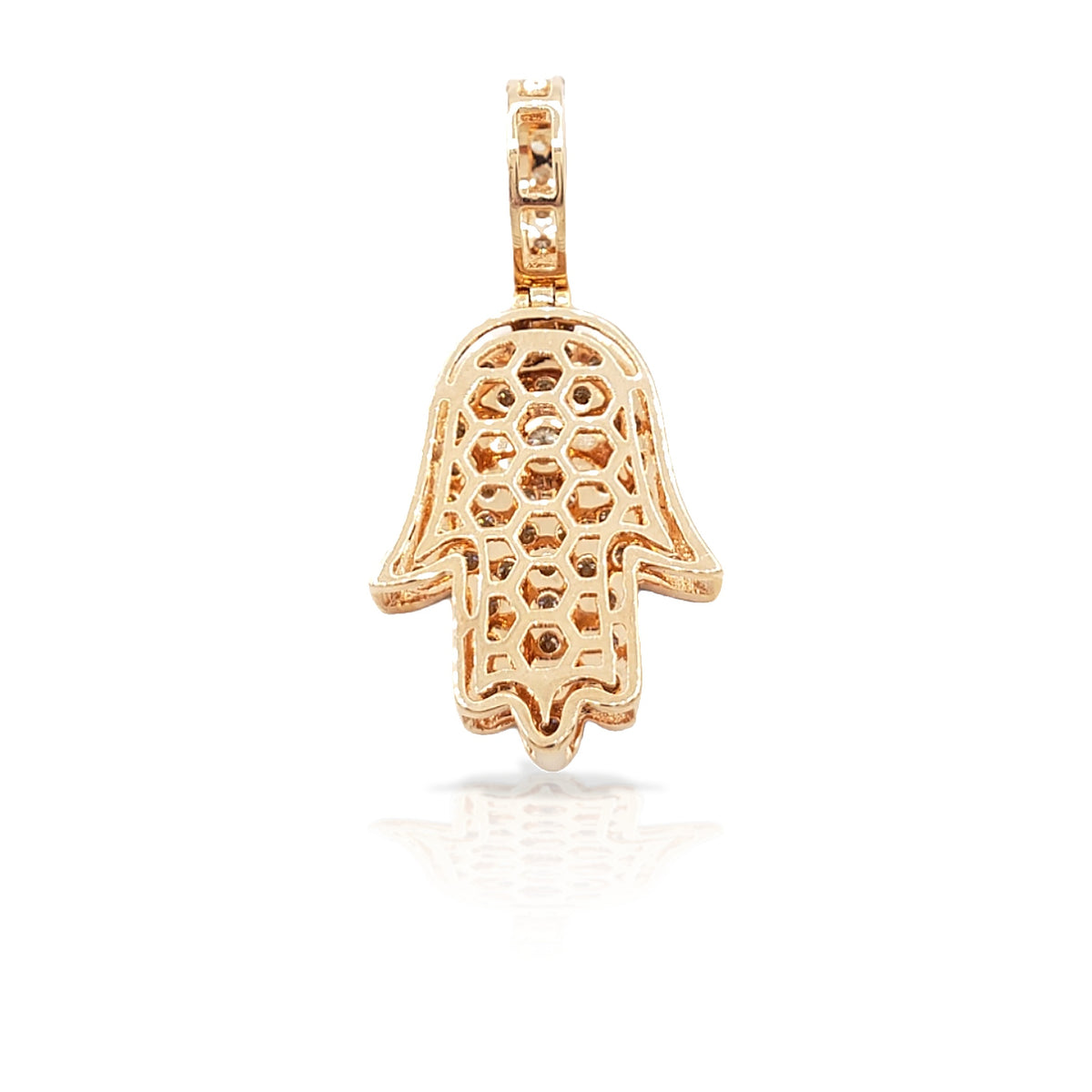 14K Eye Diamond Hamsa With 0.84 Carats Of Diamonds