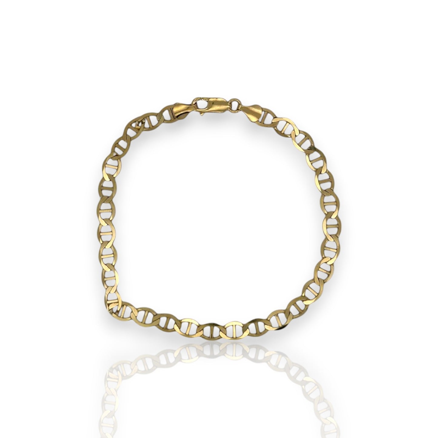 10K Fully Solid Valentino Link Anklet - 10K Yellow Gold